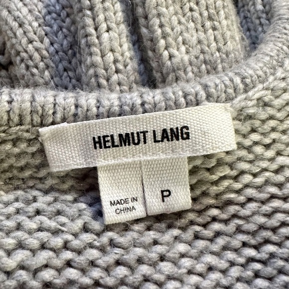 NWOT Helmut Lang Petite Gray Asymmetrical Scoopneck Pullover Woven Sweater - Picture 10 of 12